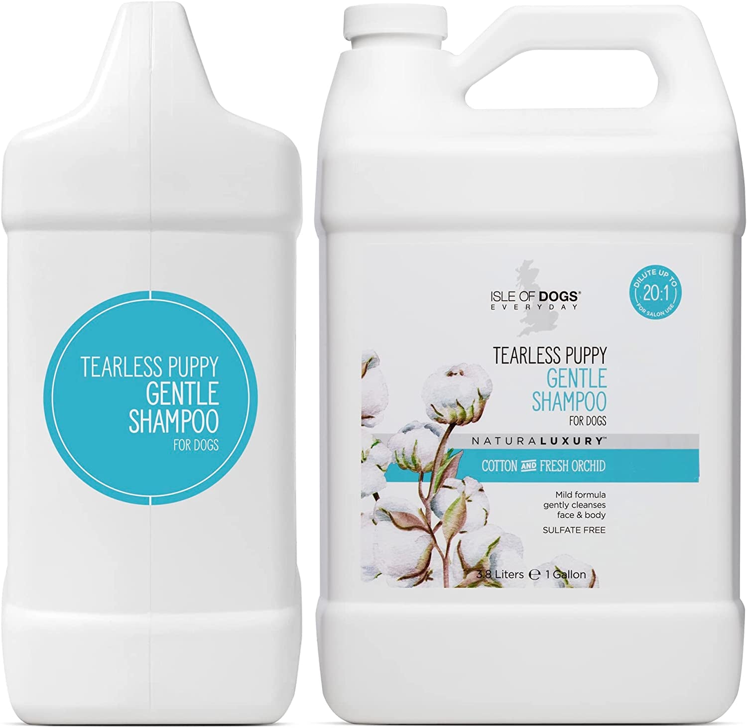 - Everyday Natural Luxury Tearless Puppy Shampoo - Cotton + Fresh Orchid - Sulfate & Paraben Free Formula - Gentle Pet Shampoo for Dogs of All Ages & Coat Types - Made in the USA - 1 Gal, (823-Gal)