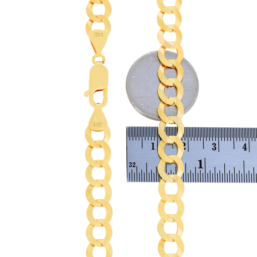 14K Real Yellow Gold Solid Cuban Curb Link 8Mm Chain Necklace (18"-30") Italian Jewelry for Men