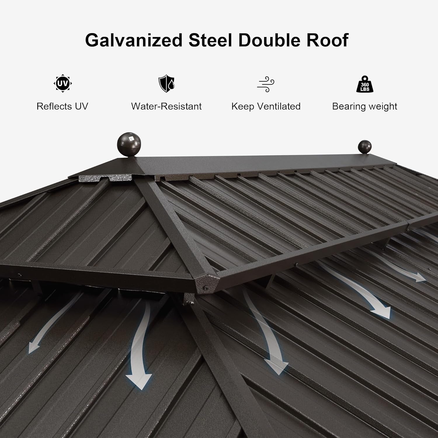 12' X 14' Outdoor Hardtop Gazebo Permanent outside Heavy Duty Sun Shade Deck Canopy for Patio All Weather Aluminum Metal Roof Backyard Pavilion with Netting and Curtains