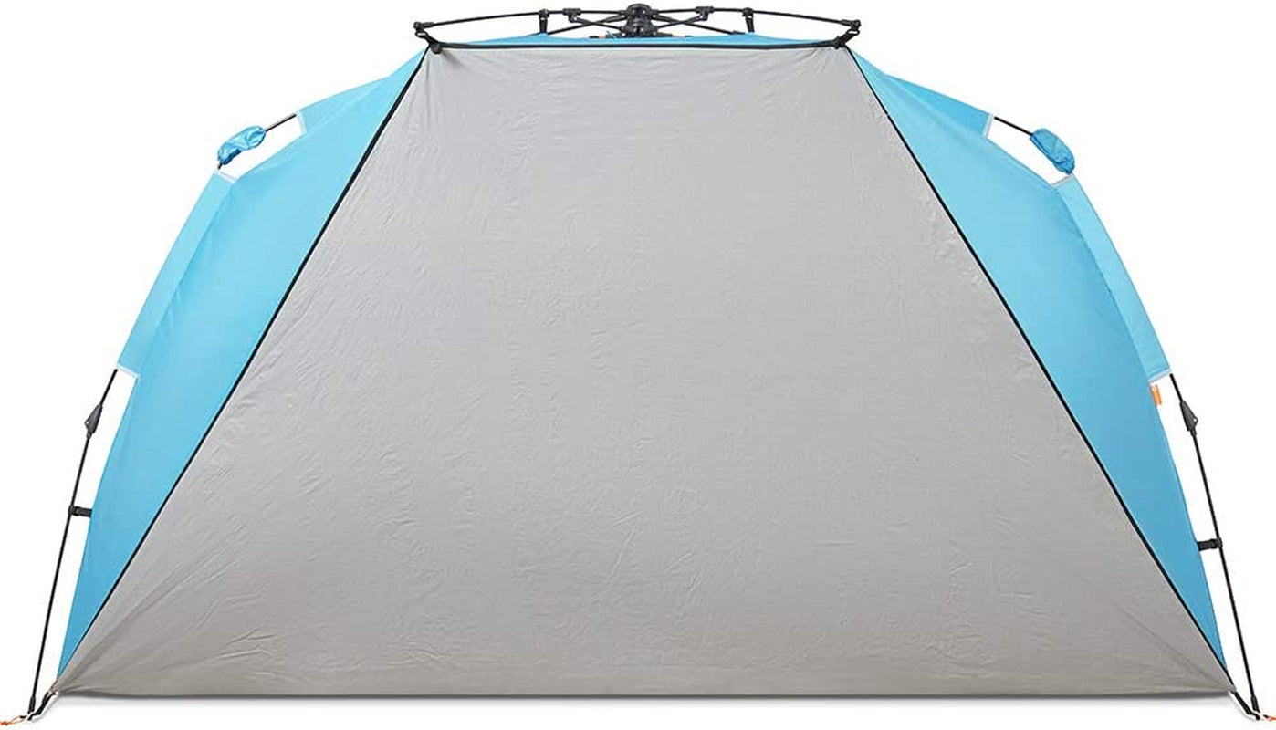 Instant Shader Dark Shelter XL Beach Tent 99" Wide for 4-6 Person Sun Shelter UPF 50+ with Extended Zippered Porch Pacific Blue