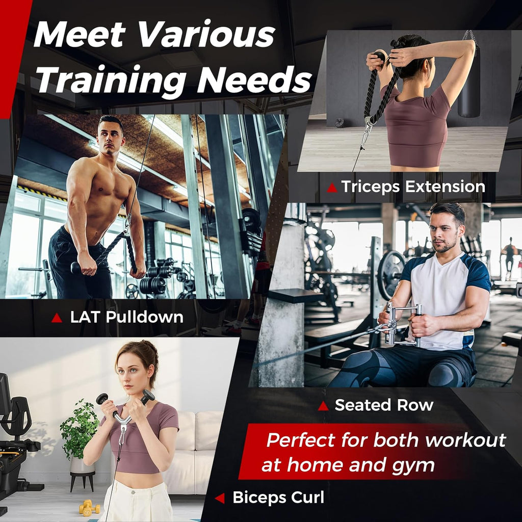 Cable Machine Attachment Set 4PCS/ 5PCS LAT Pulldown Attachments W/V-Shaped Pres