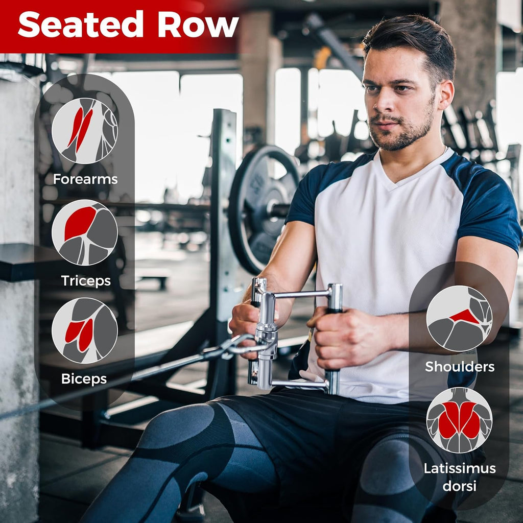 Cable Machine Attachment Set 4PCS/ 5PCS LAT Pulldown Attachments W/V-Shaped Pres