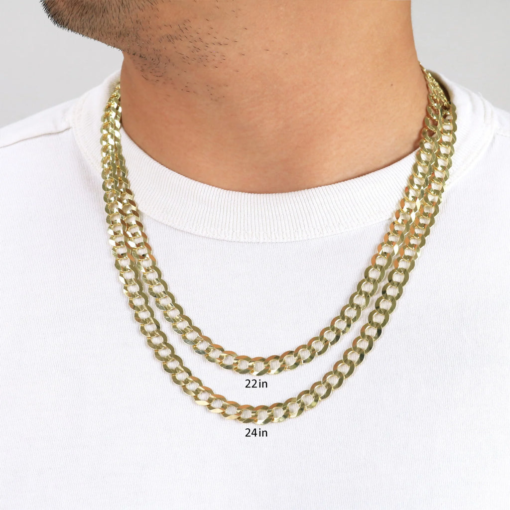14K Real Yellow Gold Solid Cuban Curb Link 8Mm Chain Necklace (18"-30") Italian Jewelry for Men