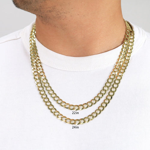 14K Real Yellow Gold Solid Cuban Curb Link 8Mm Chain Necklace (18"-30") Italian Jewelry for Men