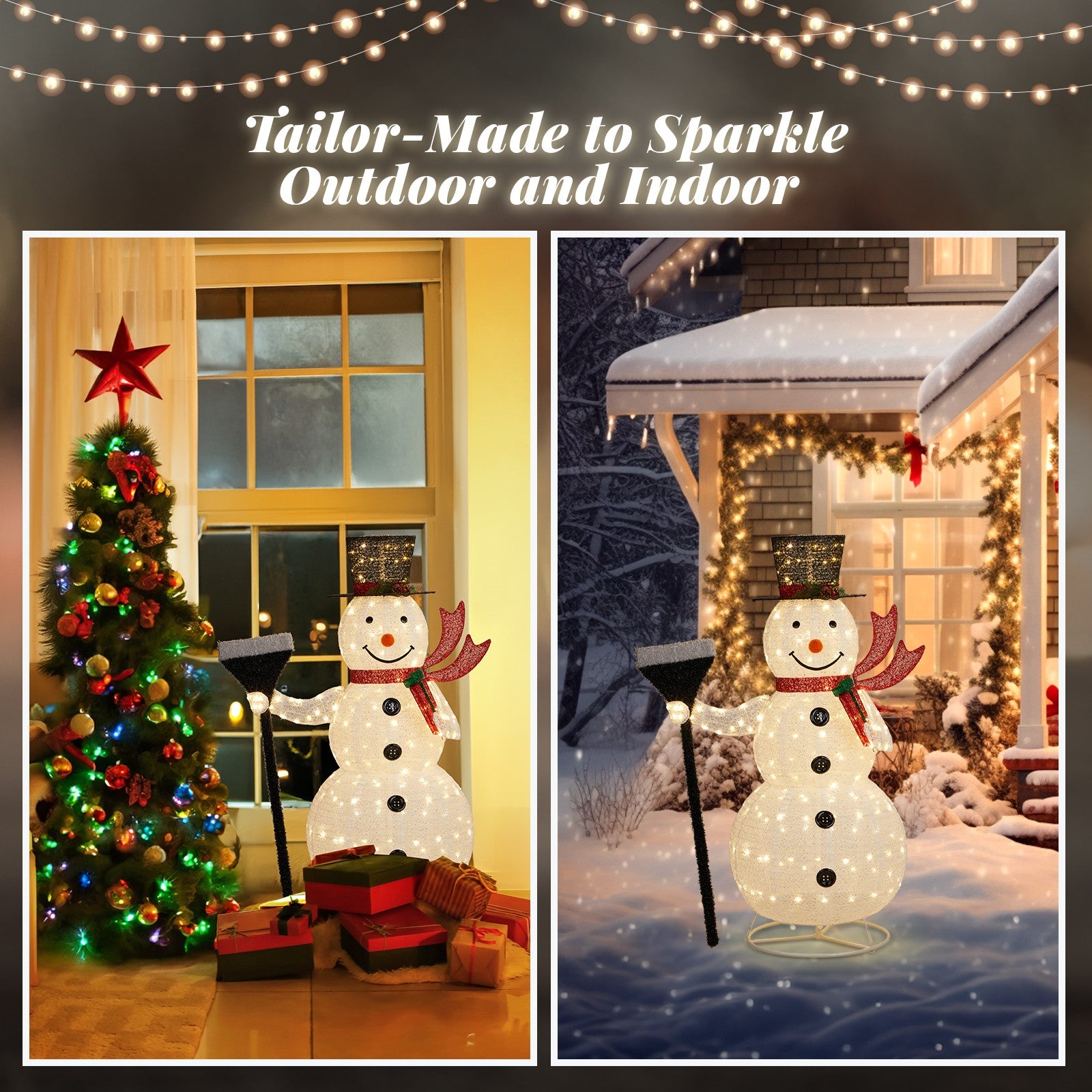5 FT Lighted Pop-Up Snowman Outdoor Christmas Decoration with 200 LED Lights