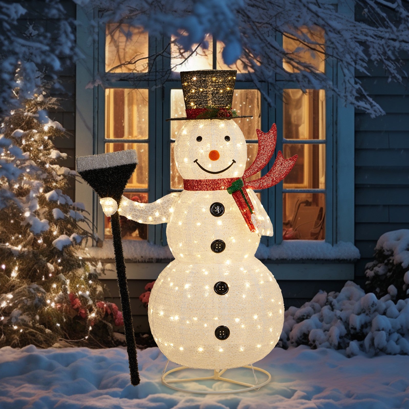5 FT Lighted Pop-Up Snowman Outdoor Christmas Decoration with 200 LED Lights