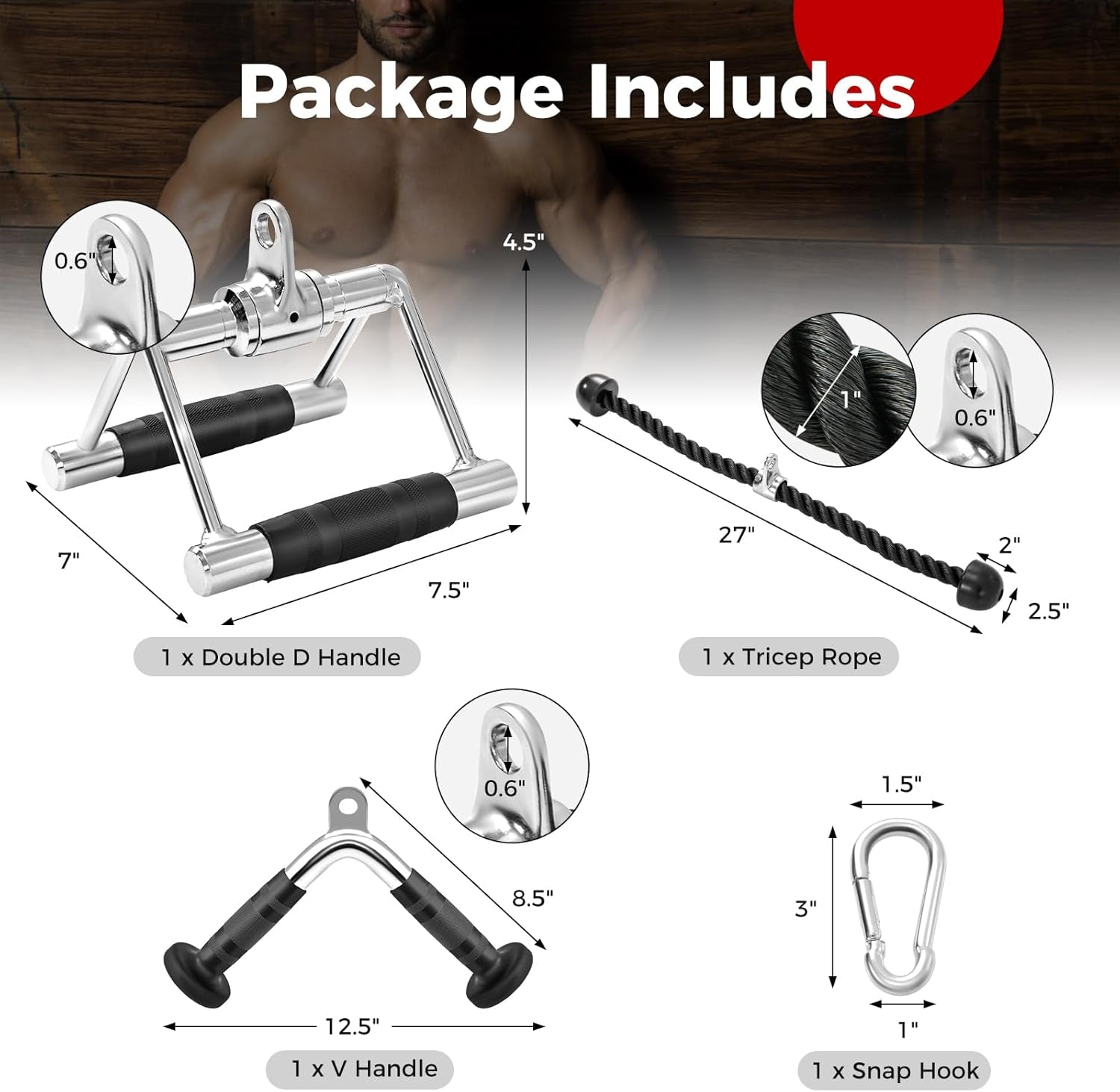 Cable Machine Attachment Set 4PCS/ 5PCS LAT Pulldown Attachments W/V-Shaped Pres