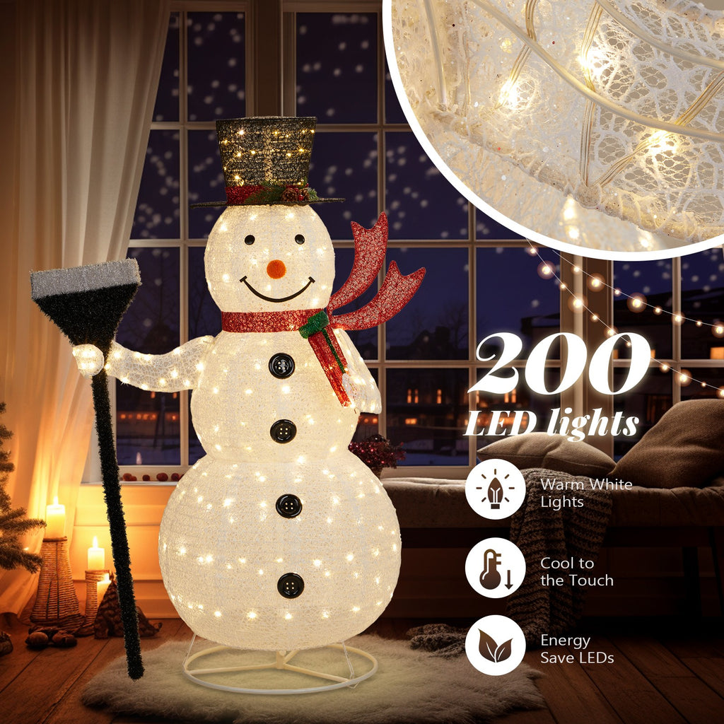 5 FT Lighted Pop-Up Snowman Outdoor Christmas Decoration with 200 LED Lights