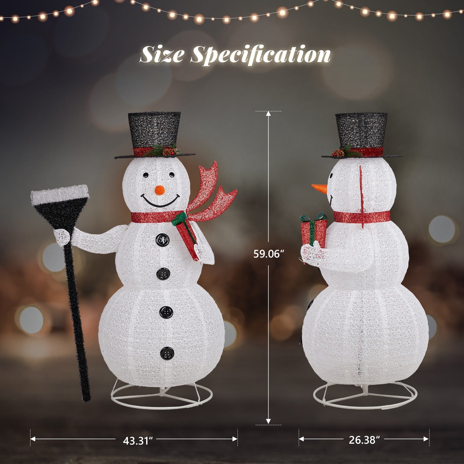 5 FT Lighted Pop-Up Snowman Outdoor Christmas Decoration with 200 LED Lights