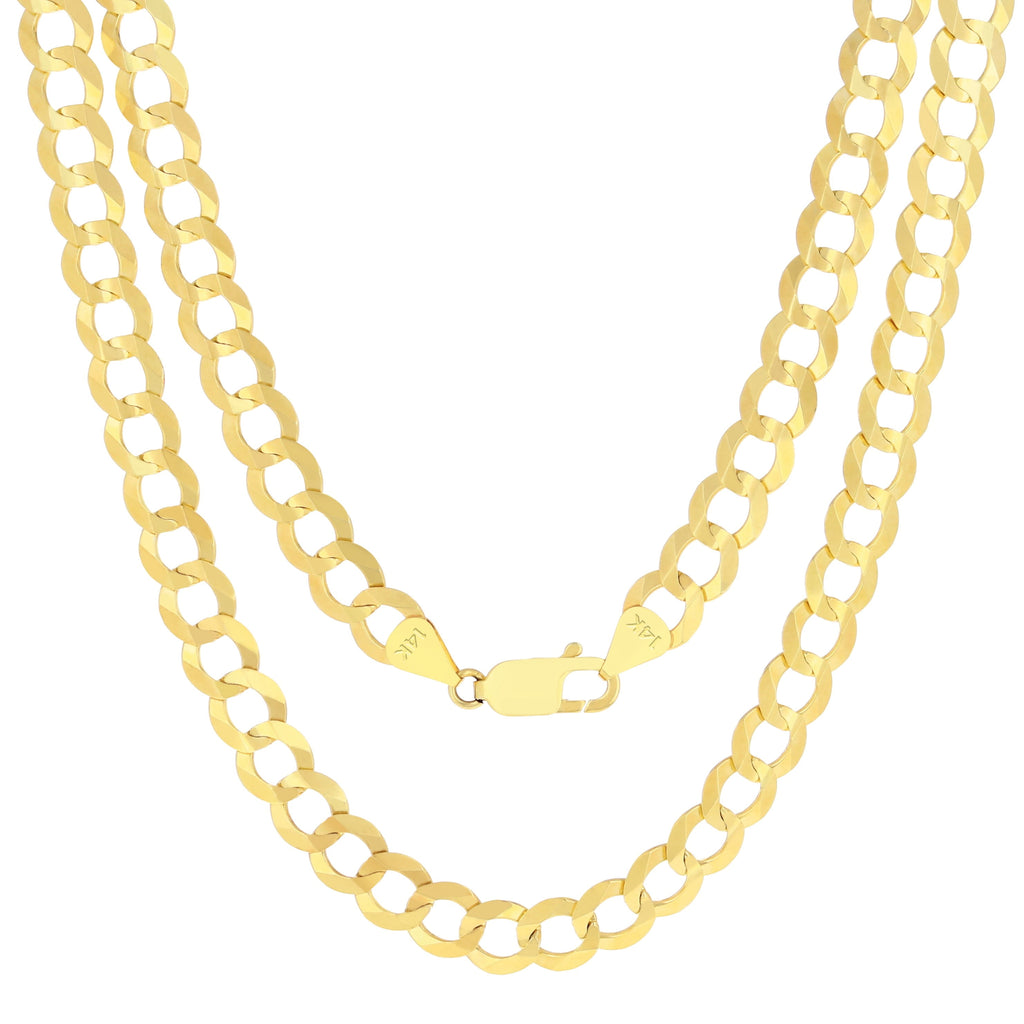 14K Real Yellow Gold Solid Cuban Curb Link 8Mm Chain Necklace (18"-30") Italian Jewelry for Men