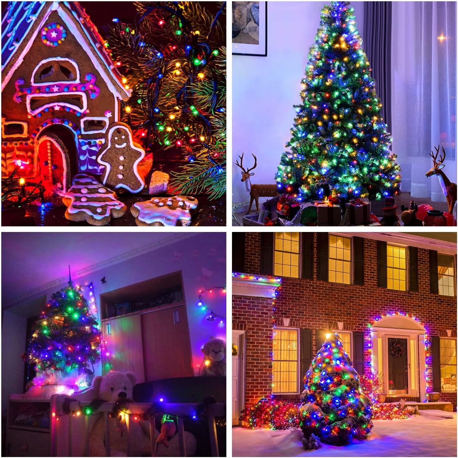 500 LED Christmas Lights Outdoor Waterproof, Multicolor Christmas Tree Lights Plug In, 8 Modes Twinkle Fairy String Lights for Indoor Xmas Wedding Party Garden Decoration