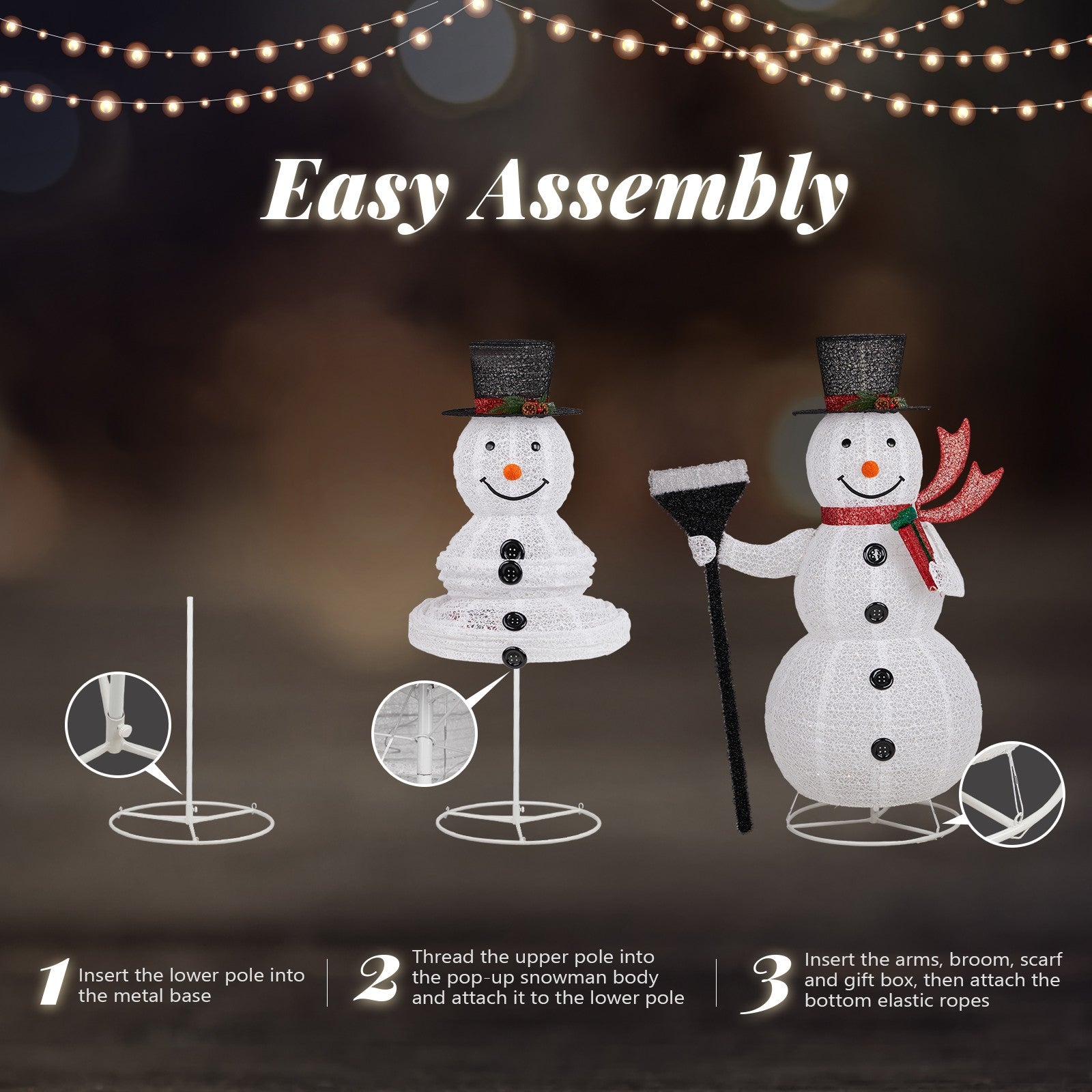5 FT Lighted Pop-Up Snowman Outdoor Christmas Decoration with 200 LED Lights