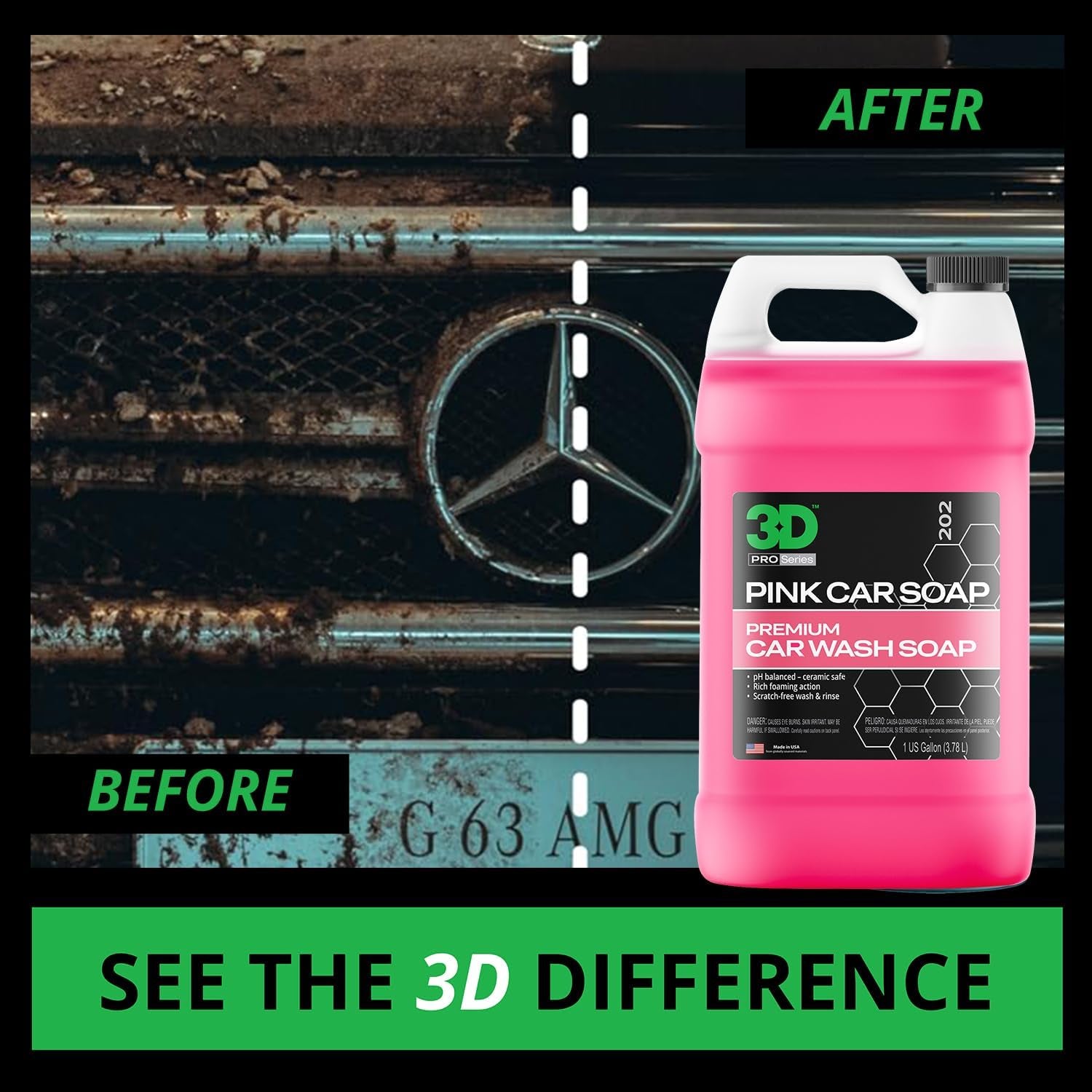 Pink Car Soap – 1 Gallon |Ph Neutral Car Wash Soap with High Suds & Cherry Scent | Scratch-Free, High Gloss Shine | Safe on Wax & Sealants | Weekly Car Care