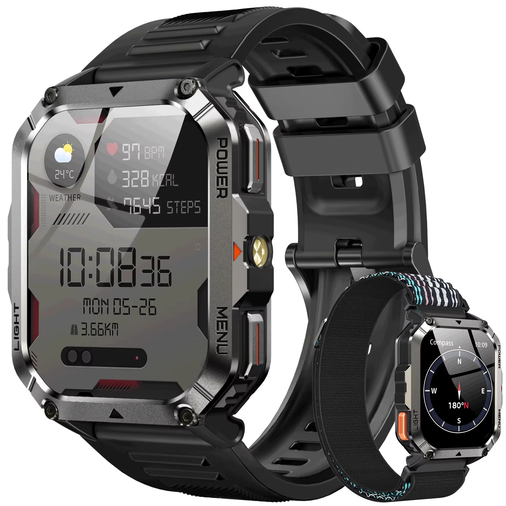 2025 New Outdoor Smartwatch 900Mah W70 Pro 2.01'' TFT HD Screen Waterproof Men Watches with Emergency Lighting Compass