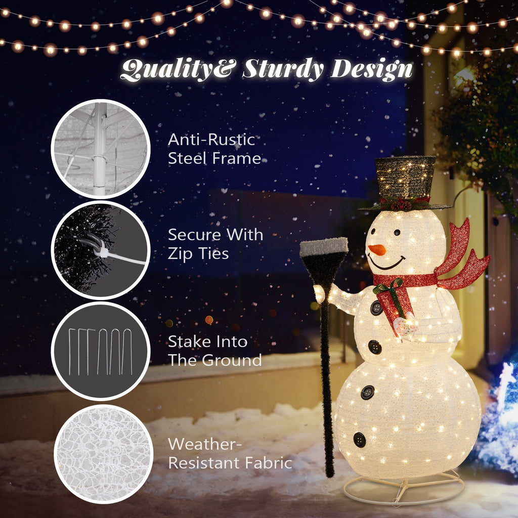 5 FT Lighted Pop-Up Snowman Outdoor Christmas Decoration with 200 LED Lights
