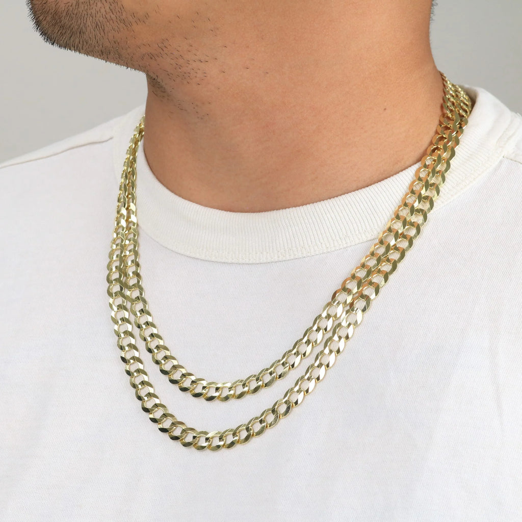 14K Real Yellow Gold Solid Cuban Curb Link 8Mm Chain Necklace (18"-30") Italian Jewelry for Men
